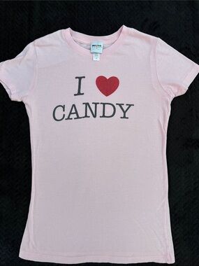 I Love Candy Pink Graphic Tee - Short Sleeve